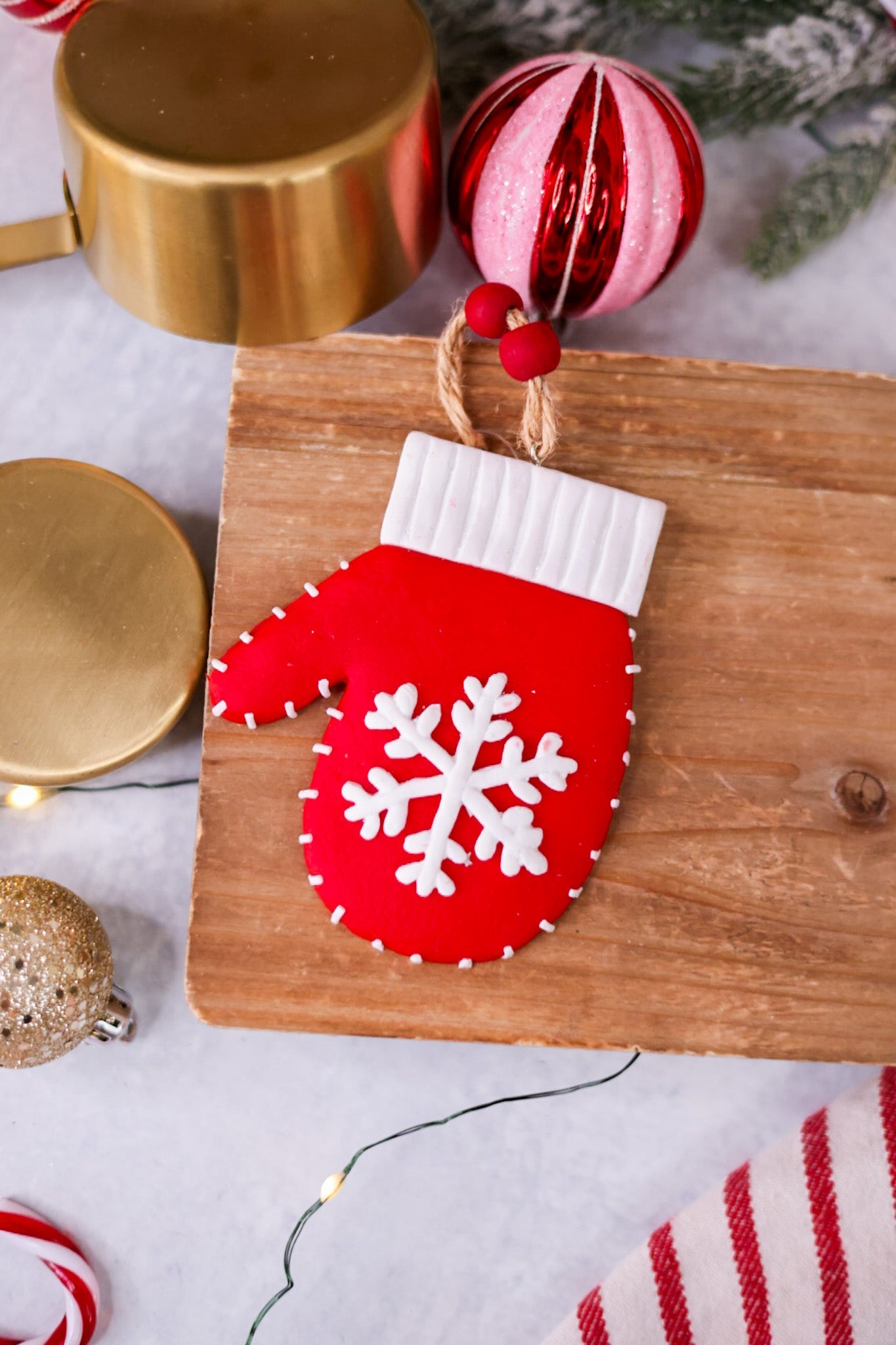 Red and White Snowflake Mitten Ornament - Whiskey Skies - MELROSE INTL