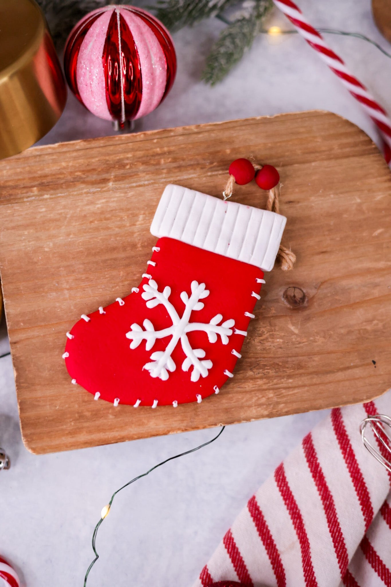 Red and White Snowflake Stocking Ornament - Whiskey Skies - MELROSE INTL