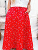 Red Floral Tiered Maxi Skirt - Whiskey Skies - POLAGRAM + BAEVELY
