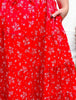 Red Floral Tiered Maxi Skirt - Whiskey Skies - POLAGRAM + BAEVELY