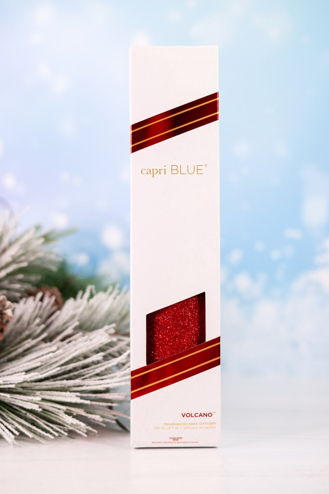 Red Glitter Reed Diffuser With Volcano By Capri Blue - Whiskey Skies - CAPRI BLUE