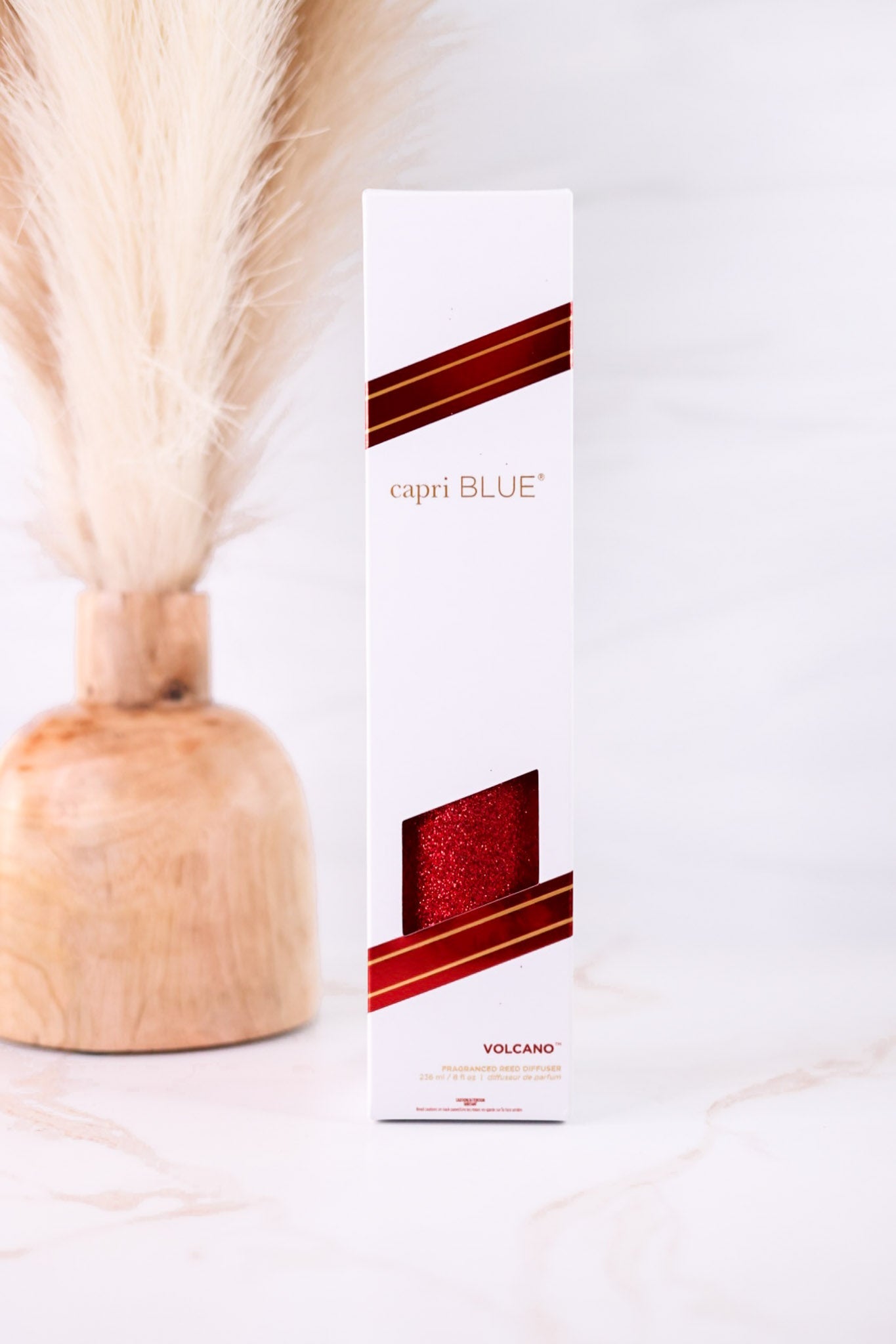 Red Glitter Reed Diffuser With Volcano By Capri Blue - Whiskey Skies - CAPRI BLUE
