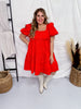 Red Jacquard Babydoll Dress - Whiskey Skies - SOUTHERN GRACE