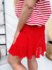Red Lace Skort With Smocked Waistband - Whiskey Skies - SOUTHERN GRACE