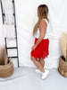 Red Lace Skort With Smocked Waistband - Whiskey Skies - SOUTHERN GRACE