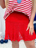 Red Lace Skort With Smocked Waistband - Whiskey Skies - SOUTHERN GRACE