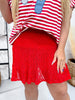 Red Lace Skort With Smocked Waistband - Whiskey Skies - SOUTHERN GRACE