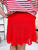 Red Lace Skort With Smocked Waistband - Whiskey Skies - SOUTHERN GRACE