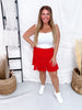 Red Lace Skort With Smocked Waistband - Whiskey Skies - SOUTHERN GRACE