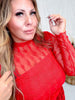 Red Lariat Lace Long Sleeve Top - Whiskey Skies - 2 FLY CO.
