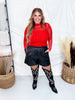Red Lariat Lace Long Sleeve Top - Whiskey Skies - 2 FLY CO.