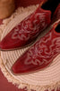 Red Leather Stitched Booties - Whiskey Skies - MYRA BAGS