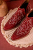 Red Leather Stitched Booties - Whiskey Skies - MYRA BAGS
