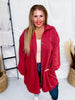 Red Long Button Front Cardigan - Whiskey Skies - STYLIVE