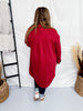 Red Long Button Front Cardigan - Whiskey Skies - STYLIVE