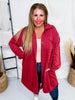 Red Long Button Front Cardigan - Whiskey Skies - STYLIVE