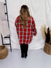 Red Long Sleeve Plaid Tunic Top - Whiskey Skies - EASEL