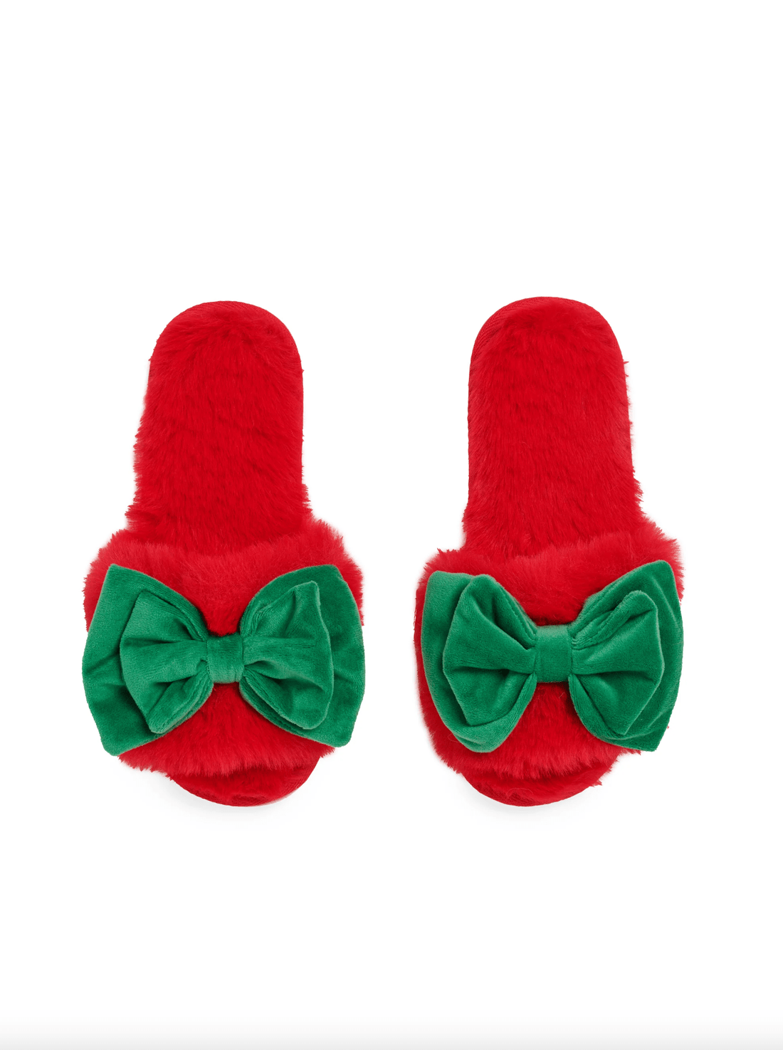Red Noelle Slippers W/ Green Bows - Whiskey Skies - SHIRALEAH
