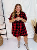 Red Plaid Button Down Flannel Dress - Whiskey Skies - ENTRO