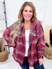 Red Plaid Button Down Flannel With Hood - Whiskey Skies - WHITE BIRCH