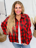 Red Plaid Button Front Jacket moo - Whiskey Skies - GEEGEE