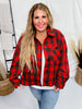 Red Plaid Button Front Jacket moo - Whiskey Skies - GEEGEE