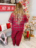 Red Plaid Button Front Top & Long Pants Pajama Set - Whiskey Skies - SHE + SKY