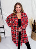 Red Plaid Long Sleeve Button Front Top - Whiskey Skies - WHITE BIRCH