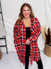 Red Plaid Long Sleeve Button Front Top - Whiskey Skies - WHITE BIRCH