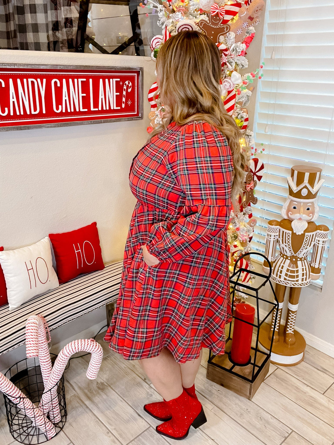 Red Plaid Long Sleeve Dress - Whiskey Skies - SHE + SKY