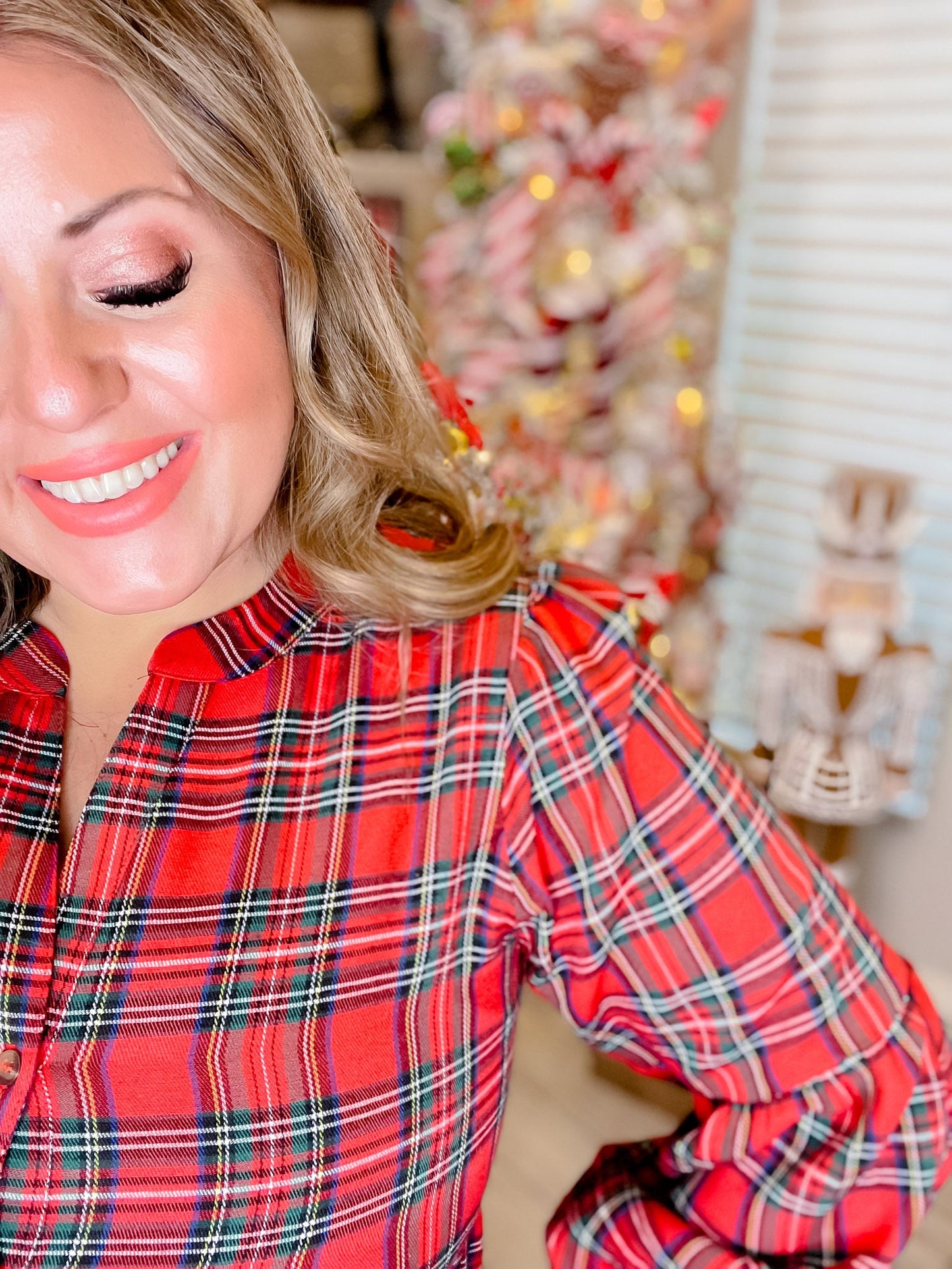 Red Plaid Long Sleeve Dress - Whiskey Skies - SHE + SKY