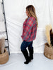 Red Plaid Peasant Blouse With Ruffle Trim - Whiskey Skies - ODDI