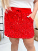 Red Sequin Velvet Hour Skort - Whiskey Skies - JESS LEA