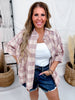 Red & Tan Dolman Sleeve Washed Plaid Top With Daisy Patch - Whiskey Skies - EASEL