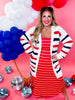 Red White and Blue Striped Cardigan - Whiskey Skies - MICHELLE MAE
