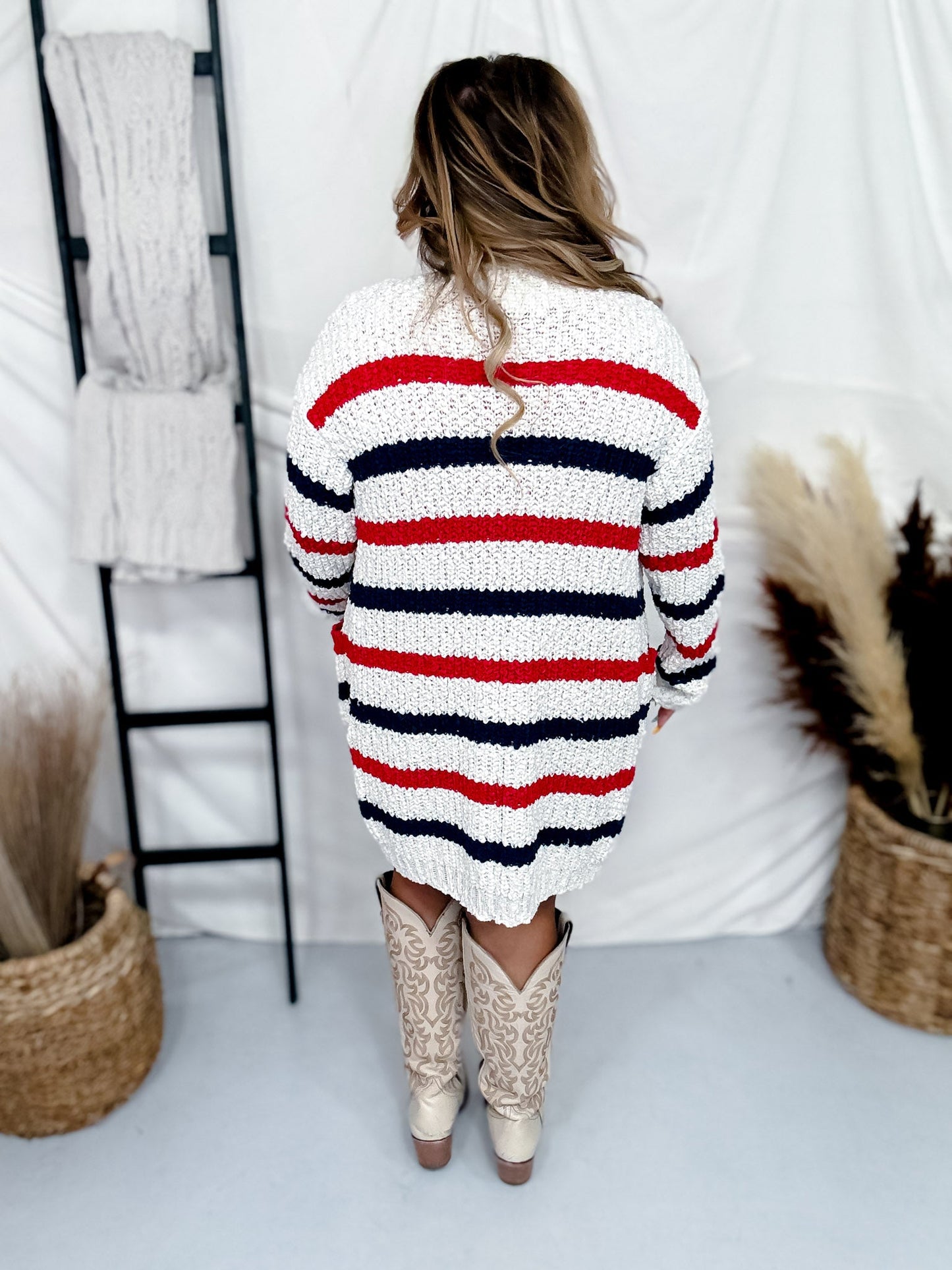 Red White and Blue Striped Cardigan - Whiskey Skies - MICHELLE MAE