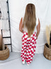 Red & White Checker Print Barrel Leg Jeans - Whiskey Skies - ODDI