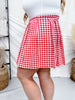 Red & White Gingham Pleated Mini Skirt - Whiskey Skies - ADRIENNE