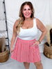 Red & White Gingham Pleated Mini Skirt - Whiskey Skies - ADRIENNE