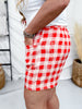 Red & White Gingham Shorts With Rope Print Accent - Whiskey Skies - 2 FLY CO.
