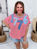 Red & White Striped "1776" Short Sleeve Shirt - Whiskey Skies - SOUTHERN GRACE