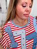 Red & White Striped "1776" Short Sleeve Shirt - Whiskey Skies - SOUTHERN GRACE