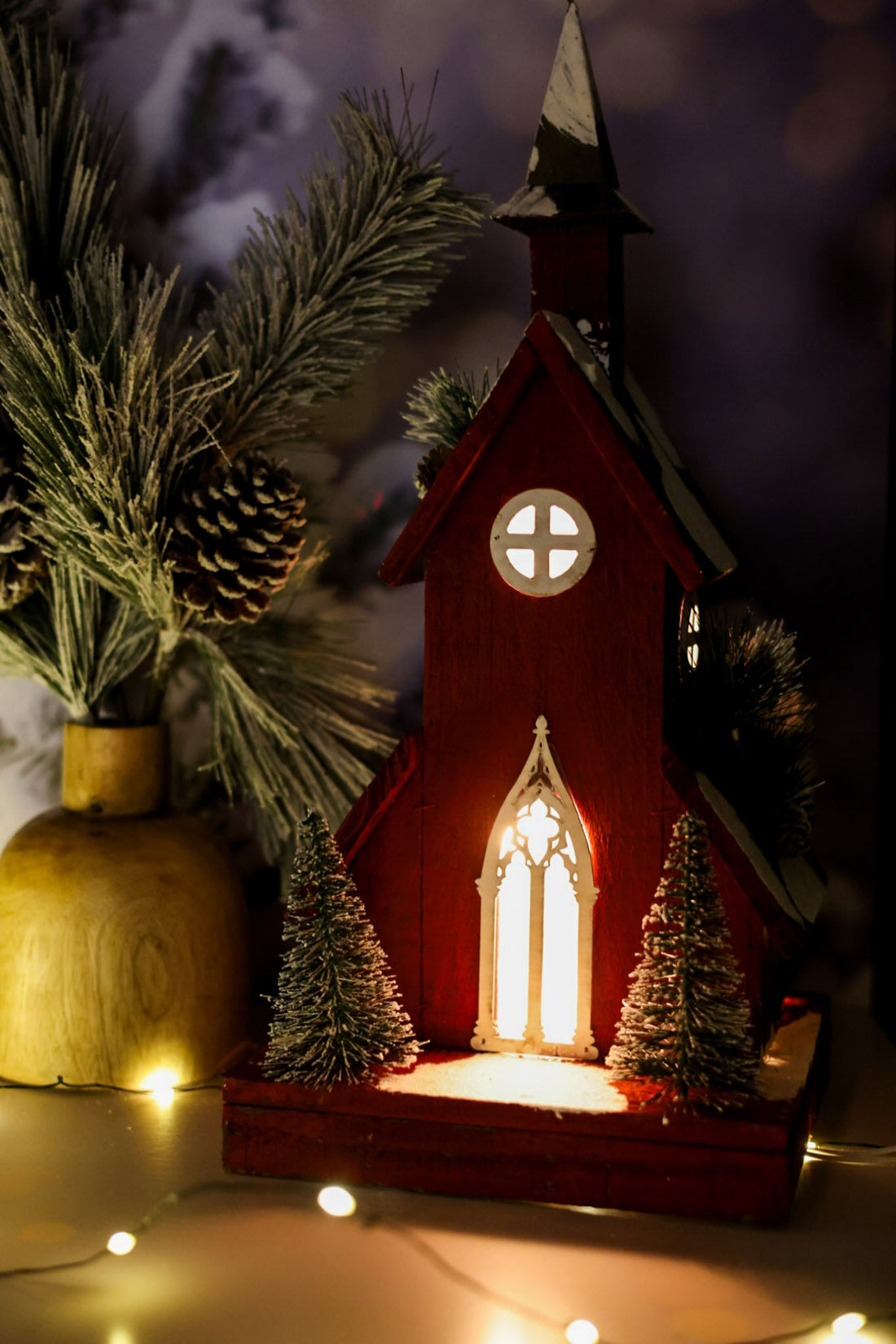 Red Winter Wonderland Church Table Top Decoration - Whiskey Skies - MELROSE INTL