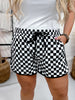 Regular Length Round the Track Black and White Checkered Shorts - Whiskey Skies - STERLING KREEK