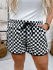 Regular Length Round the Track Black and White Checkered Shorts - Whiskey Skies - STERLING KREEK