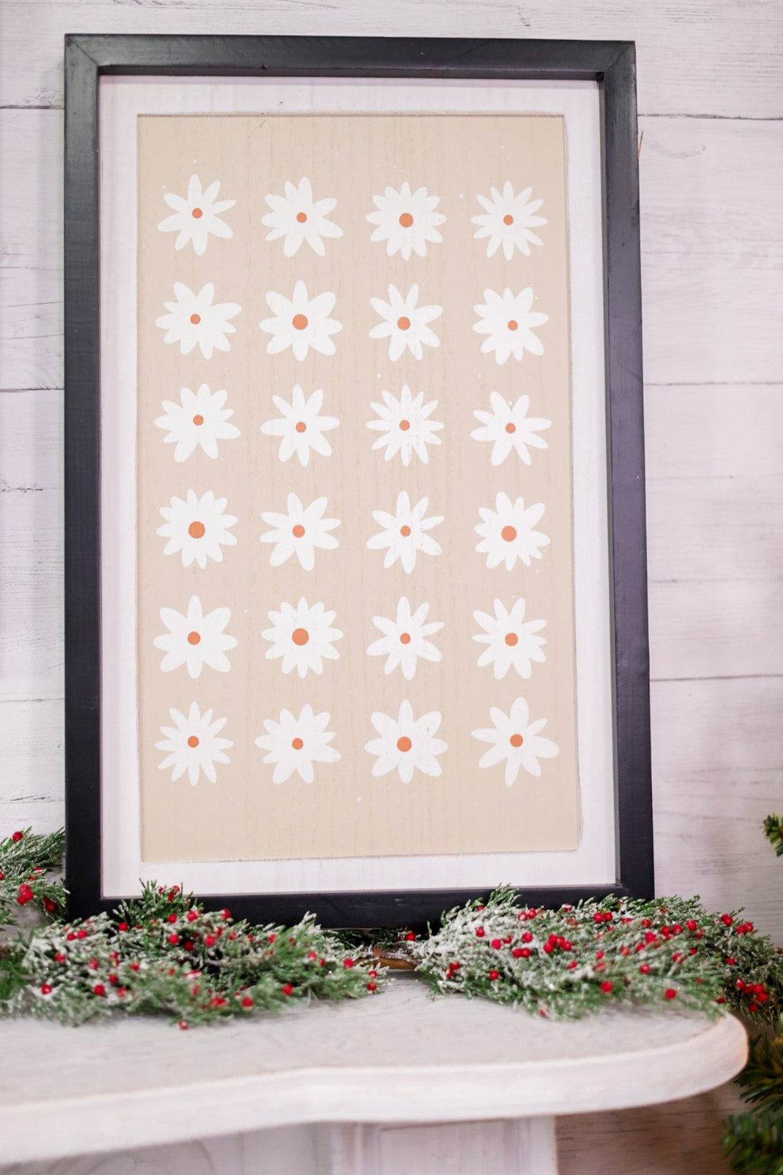 Reindeer Names/Daisies Reversible Wood Framed Sign - Whiskey Skies - ADAMS & CO