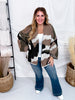 Relaxed Fit 3/4 Sleeve Camo Cardigan W/ Dropped Shoulders - Whiskey Skies - POL CLOTHING INC.