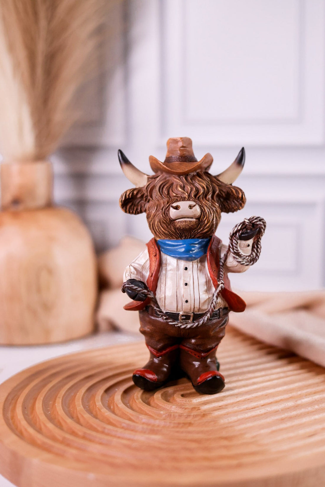 Resin Cowboy Highland Cows (3 Styles) - Whiskey Skies - GERSON COMPANIES