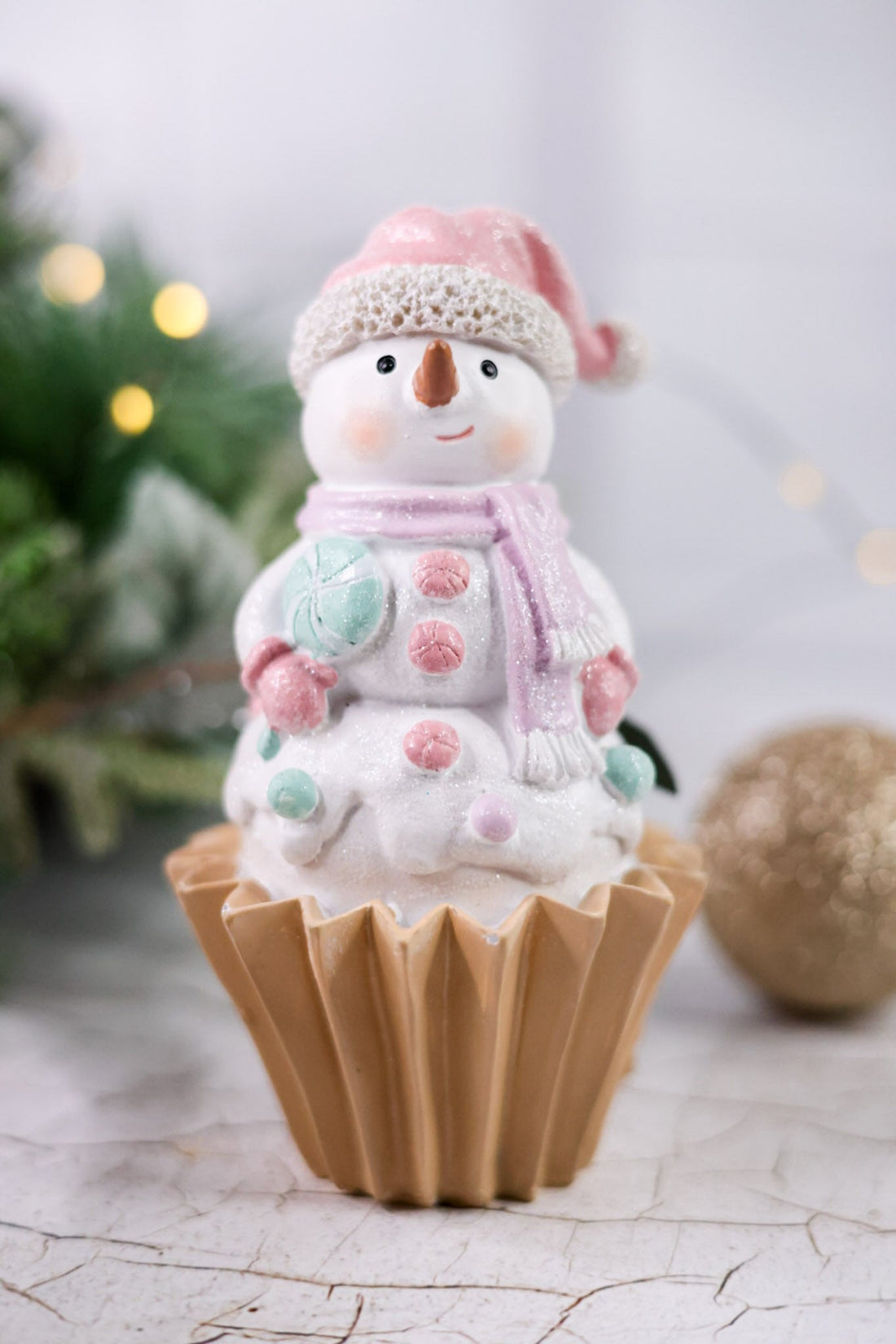 Resin Cupcake Snowman Tabletop Decorations (3 Styles) - Whiskey Skies - YOUNG'S INC