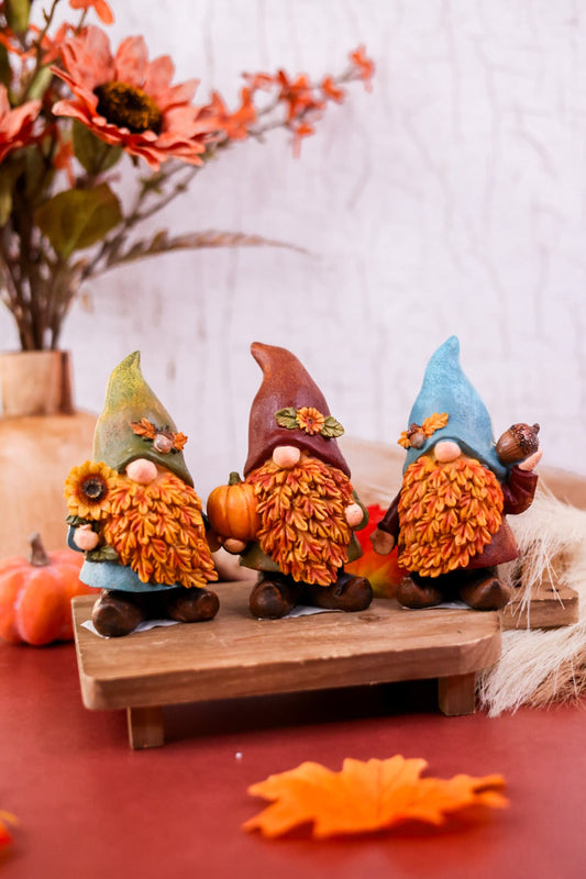 Resin Fall Gnome Figurines (3 Styles) - Whiskey Skies - SPECIAL T IMPORTS INC